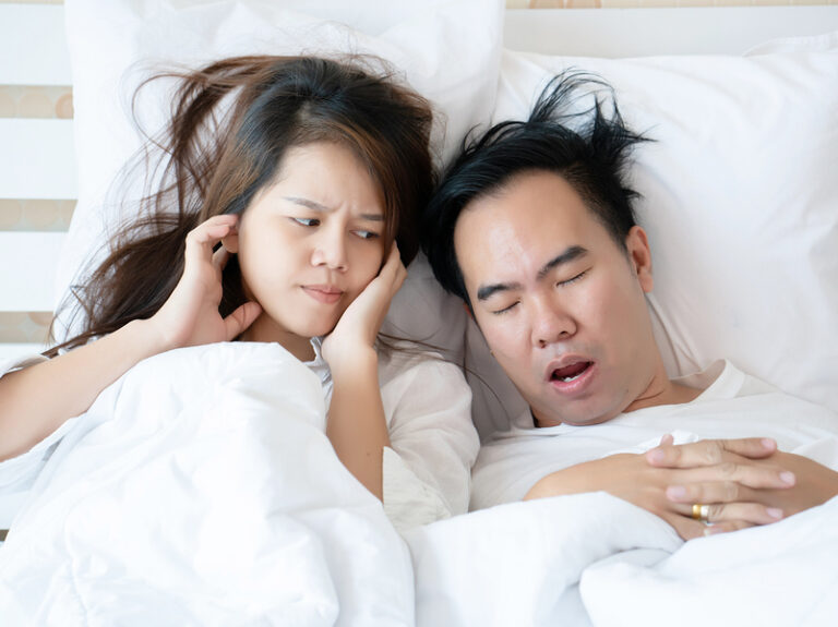 man snoring, possible sleep apnea